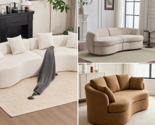 Curved Sofas That Make a Living Room Look Expensive ✨ cover photo collage