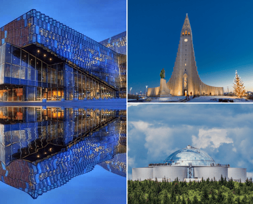 Reykjavik's stunning architecture. cover photo collage