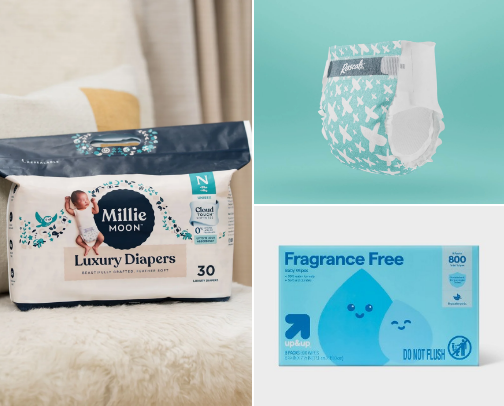most used baby products in the first 6 months cover photo collage
