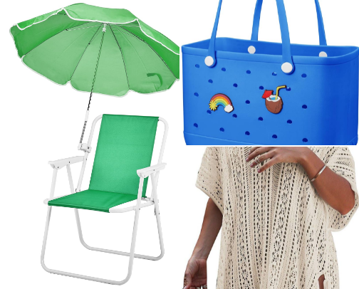Beach Day Essentials: Bags, Comfort & Sunny-Day Finds cover photo collage
