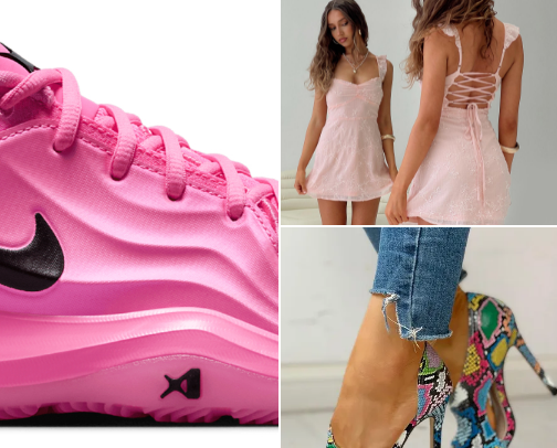 Pink shoes cover photo collage
