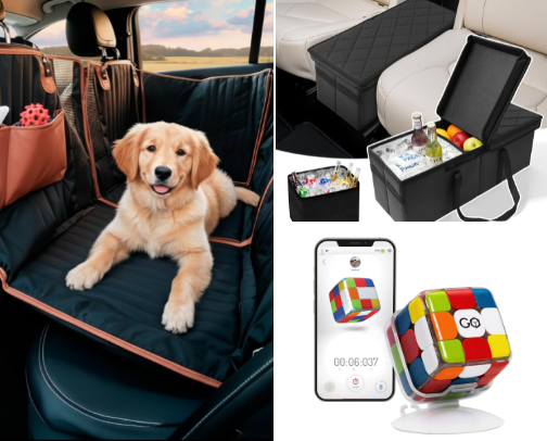 Road Trip Essentials You'll Be Glad You Grabbed Before You Hit the Road — Car Accessories, Snack Organizers, Tech & Comfort cover photo collage