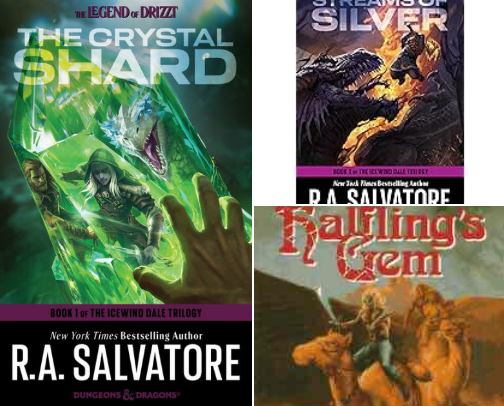 Fantasy, SciFi novels, and comic book graphic novels. cover photo collage