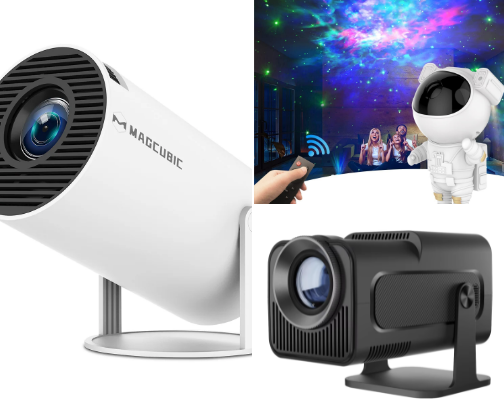 Technology (projectors, lamps, lights, phones, tablets, laptops) cover photo collage