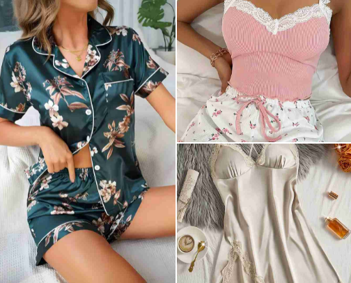 Women's pajamas cover photo collage