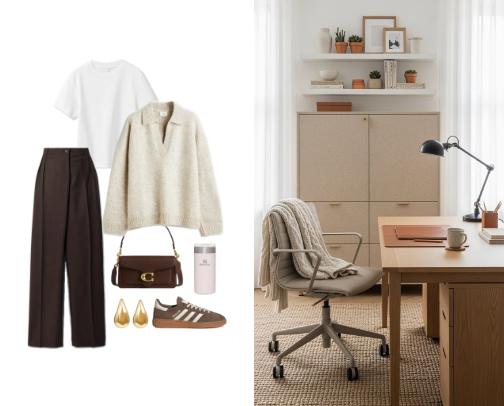 fall day in the office outfit 🧦 cover photo collage