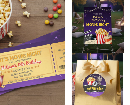 Movie Night Birthday Party Essentials and Inspiration cover photo collage