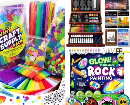 Art supplies for kids cover photo collage