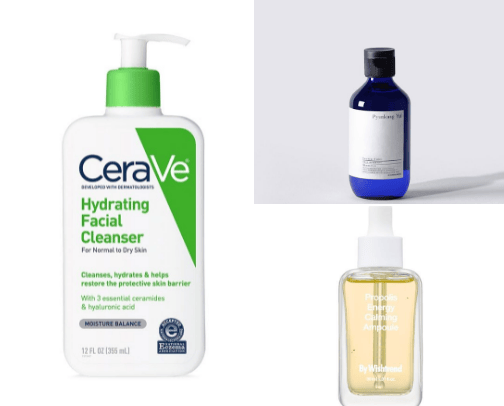 Acne prone combination skin AM routine cover photo collage