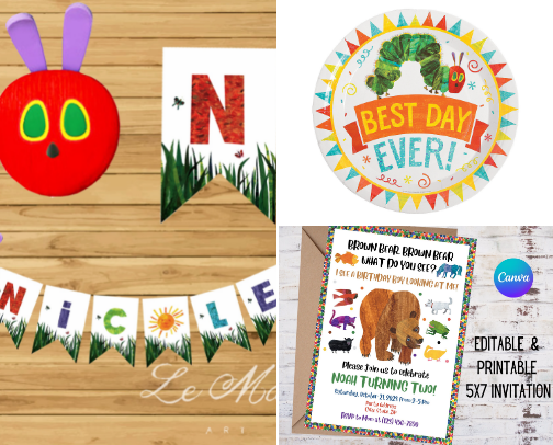 Eric Carle birthday party cover photo collage