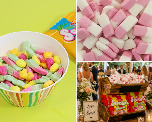 Love Hearts – Iconic fizzy sweets with playful messages printed on them, perfect for sharing or gifting. cover photo collage