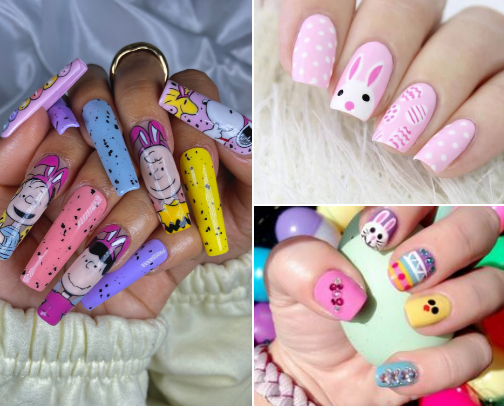 Unique Easter style Press on nails. cover photo collage