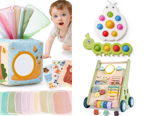 Best Montessori Busy Boards & Quiet Toys for Toddlers (Travel & Home) – Peaceful Time for Moms cover photo collage