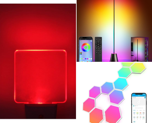 Led lamps / RGB lights for aesthetics set up cover photo collage