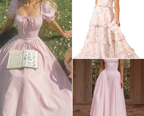 Feminine pink dresses cover photo collage