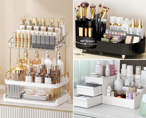Makeup organizers cover photo collage