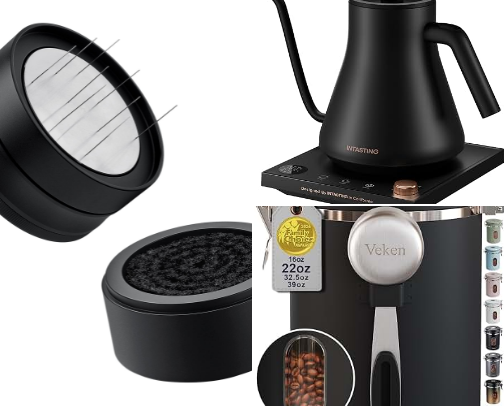 The "Home Barista & Craft Coffee Enthusiast" Gift Guide cover photo collage