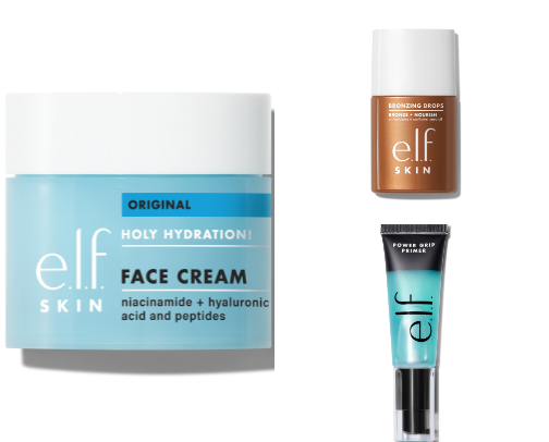 Full face elf makeup look cover photo collage