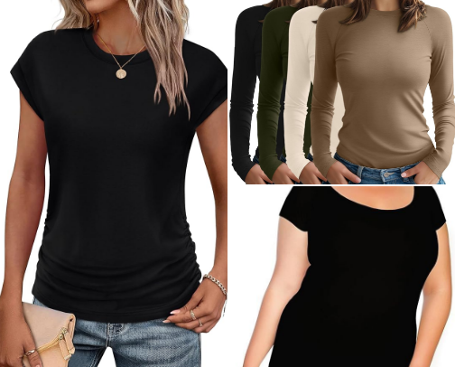 Top 10 Ruched Cap Sleeve Summer Tees cover photo collage