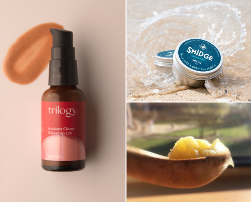 Natural non-toxic makeup, skincare, and hygiene products cover photo collage