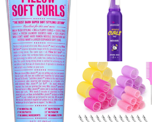 Every curly girly's must have hair products cover photo collage