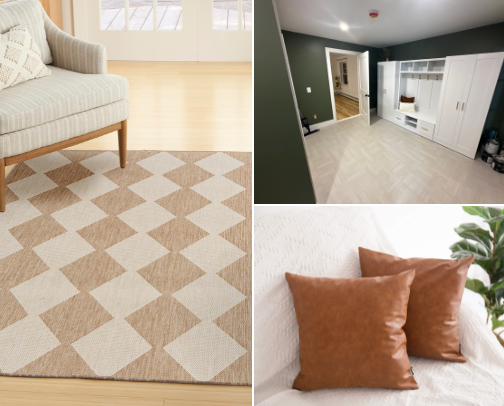 Aesthetic and functional mudroom/laundry room cover photo collage