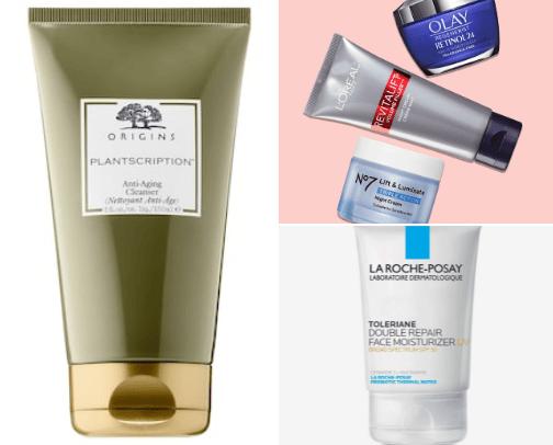 Aging skin health and makeup cover photo collage