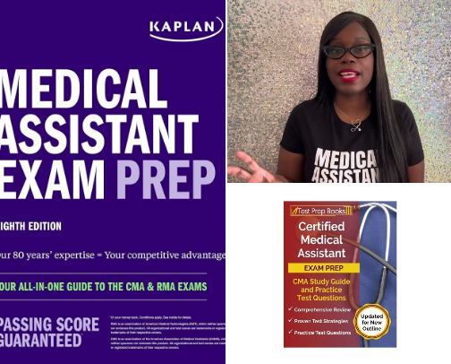 Save & Read - Medical Assistant Exam Prep: Your All-in-One Guide to the CMA & RMA Exams (Kaplan Test Prep) companions cover photo collage