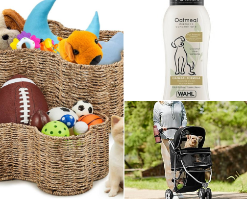 Dog necessities and toys cover photo collage