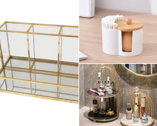 Makeup organizers cover photo collage