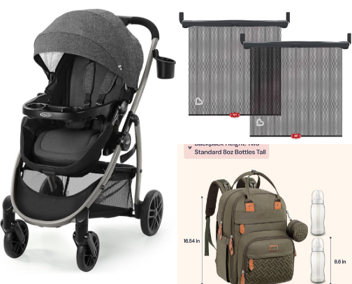 On-the-go with baby cover photo collage