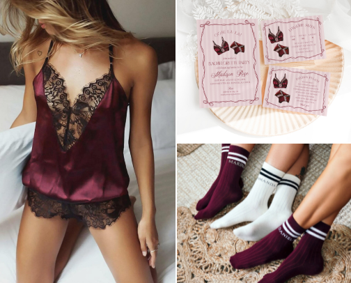 Burgundy Lingerie Shower Ideas cover photo collage