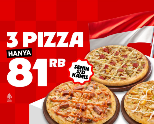 Pizza Hut — 3 Pizzas for Rp81K cover photo collage