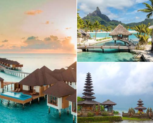 Romantic Honeymoon & Newlywed Getaway Destinations – Dreamy Places for Couples💍🌸 cover photo collage