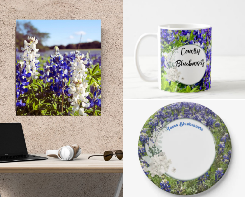 Country Bluebonnets & Wildflowers Art Designs cover photo collage