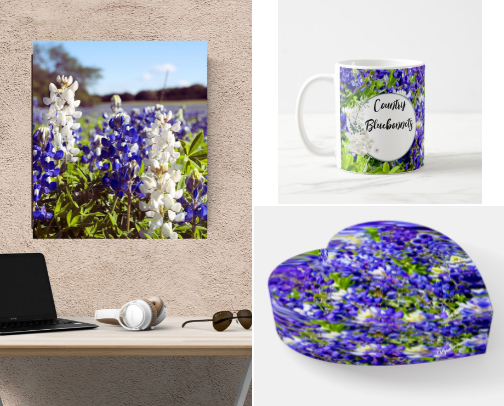 Country Bluebonnets & Wildflowers Art Designs cover photo collage