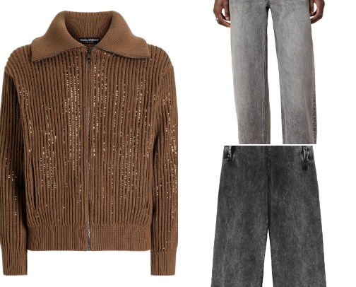 zip-up Ribbed Cardigan outfit edit cover photo collage