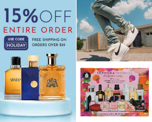 Fragrances and fashion cover photo collage