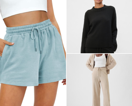 Comfort clothing items cover photo collage
