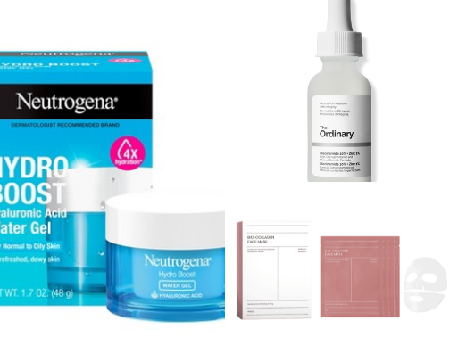 Products I use as an acne girl cover photo collage