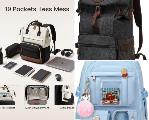 Aesthetic & Functional College/Travel Backpacks cover photo collage
