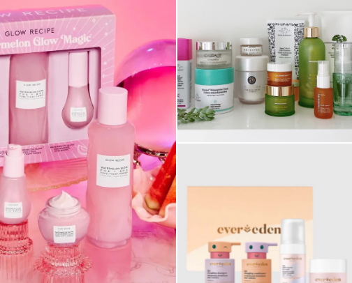 Skin care products cover photo collage