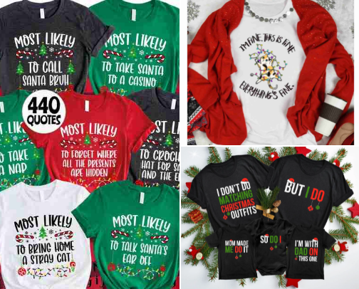 Laughing All the Way....🔔🎅 Funny Christmas Shirts cover photo collage