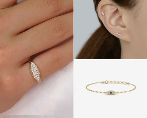 Solid gold jewelry at affordable prices to start your timeless collection 
timelless collection cover photo collage