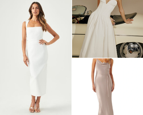 White Party Dresses for Size 14 cover photo collage