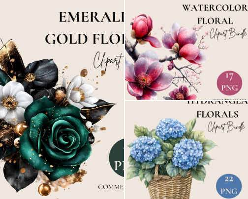 Digital Clipart & PNG Bundles for Creative Projects cover photo collage