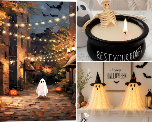 Cozy Halloween Home Finds cover photo collage