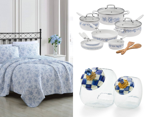 Toile, Chinoiserie, and all the Blue & White Things cover photo collage