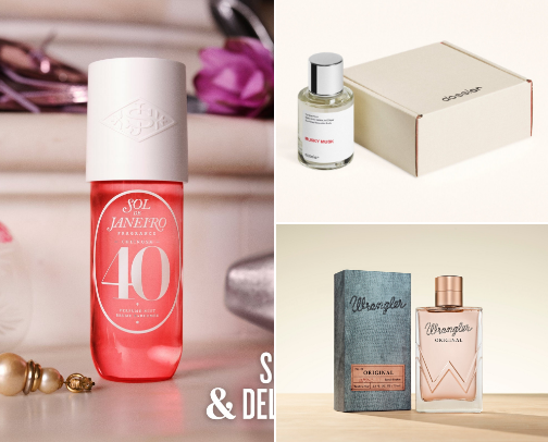 body care and perfume cover photo collage