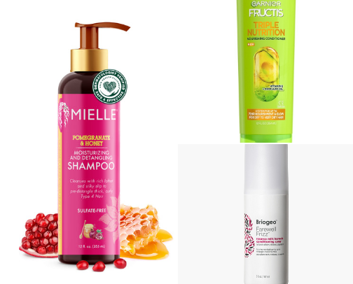 Budget wavy/thick hair care routine recs cover photo collage